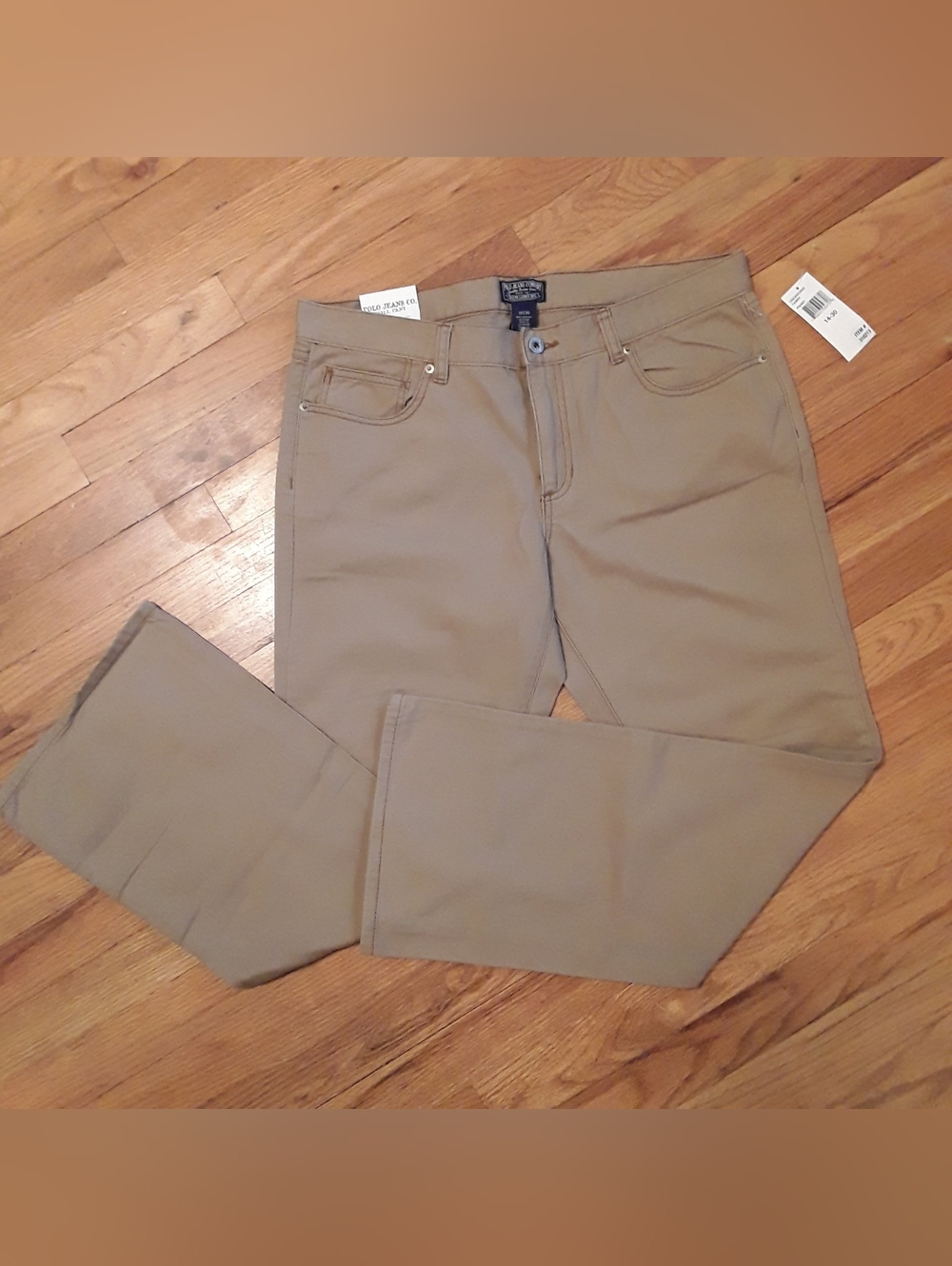 NWT POLO JEANS CO TWILL KHAKI  PANTS, 14X30
